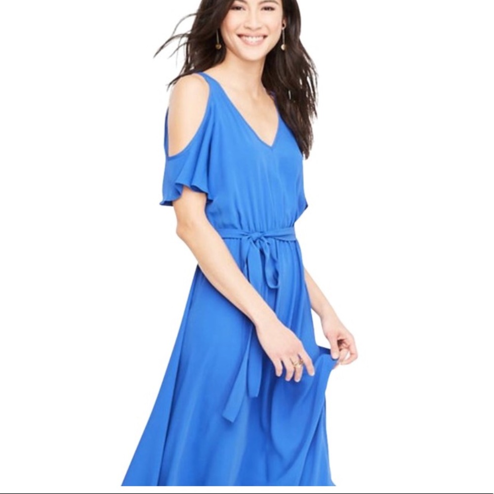 New Ann Taylor cold shouldered blue dress
